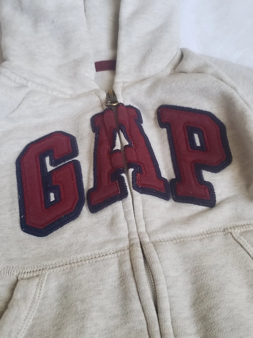 GAP Cream Hoodie with Maroon Logo